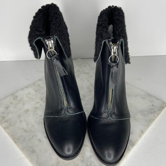 NEW Splendid Kiley Black Ankle Boots Leather Shearling Lined Heeled US 8 $178 - Picture 2 of 10